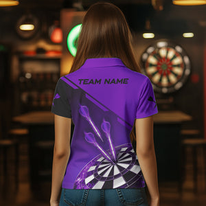 Purple Darts Jersey For Women Custom Darts Team Shirt With Pocket Option TDM3520