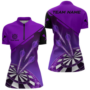 Purple Darts Jersey For Women Custom Darts Team Shirt With Pocket Option TDM3520