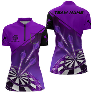 Purple Darts Jersey For Women Custom Darts Team Shirt With Pocket Option TDM3520
