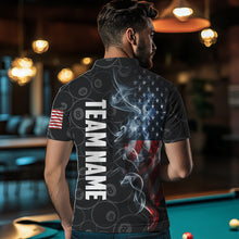 Load image into Gallery viewer, Personalized Smoke US Flag 8 Ball Pool Billiard Polo, 1/4 Zip For Men Team American Billiard Jersey TDM3662