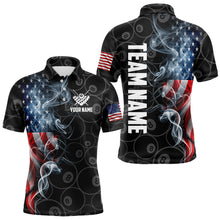 Load image into Gallery viewer, Personalized Smoke US Flag 8 Ball Pool Billiard Polo, 1/4 Zip For Men Team American Billiard Jersey TDM3662