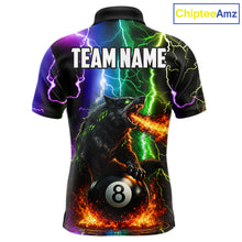 Load image into Gallery viewer, Colorful Lightning 8 Ball Wolf Billiard Shirt For Men Custom Pool Team Jersey Polo &amp; 1/4 Zip TDM5987