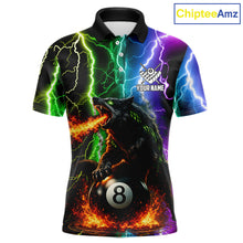 Load image into Gallery viewer, Colorful Lightning 8 Ball Wolf Billiard Shirt For Men Custom Pool Team Jersey Polo &amp; 1/4 Zip TDM5987