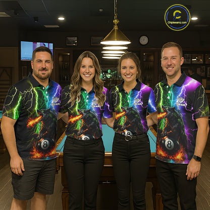 Colorful Lightning 8 Ball Wolf Billiard Shirt For Women Custom Pool Team Jersey Polo & 1/4 Zip TDM5987