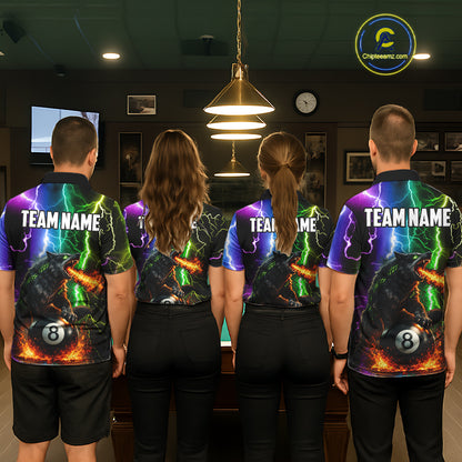 Colorful Lightning 8 Ball Wolf Billiard Shirt For Women Custom Pool Team Jersey Polo & 1/4 Zip TDM5987