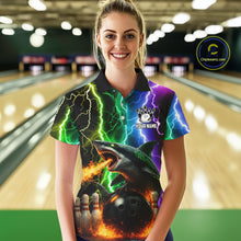 Load image into Gallery viewer, Colorful Lightning Shark Bowling Jersey For Women Custom Bowling Shirt Team Polo &amp; Quarter Zip TDM5988