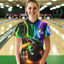 Load image into Gallery viewer, Colorful Lightning Shark Bowling Jersey For Women Custom Bowling Shirt Team Polo &amp; Quarter Zip TDM5988