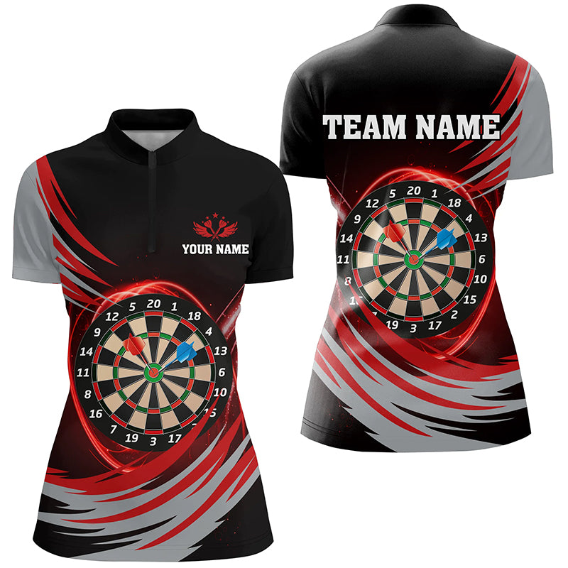 Black Red Lighting Dart Board 3D Women Darts Quarter-Zip Shirts Custom Darts Team Jerseys TDM1349