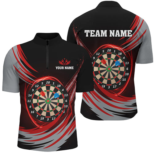 Black Red Lighting Dart Board 3D Men Darts Quarter-Zip Shirts Custom Darts Team Jerseys TDM1349