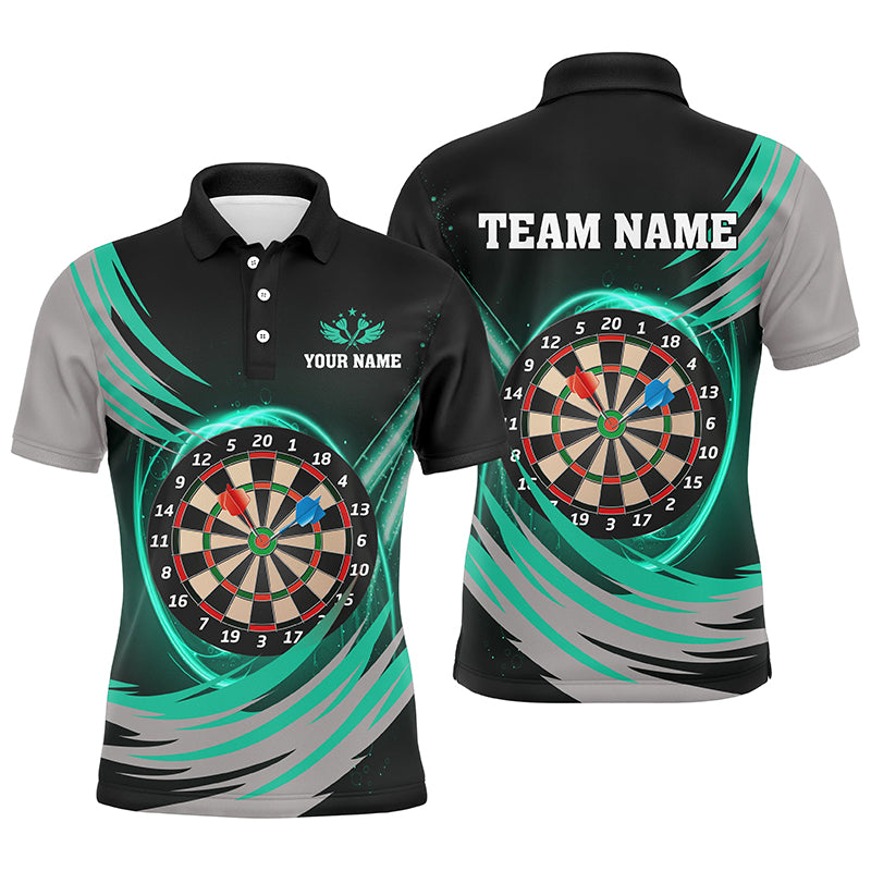 Personalized Black Turquoise Lighting Dart Board 3D Men Darts Polo Shirts Custom Darts Team Jerseys TDM1350