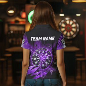 Personalized Purple Dartboard Thunder Storm Lighting Dart Shirts For Women Custom Team Dart Jerseys TDM3811