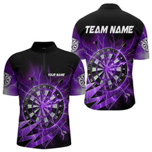 Load image into Gallery viewer, Personalized Purple Dartboard Thunder Storm Lighting Dart Shirts For Men Custom Team Dart Jerseys TDM3811