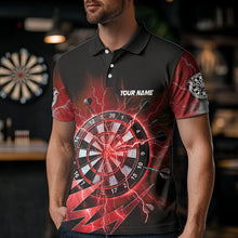 Load image into Gallery viewer, Personalized Red Dartboard Thunder Storm Lighting Dart Shirts For Men Custom Team Dart Jerseys TDM3812