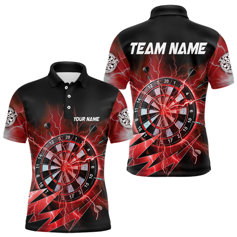 Personalized Red Dartboard Thunder Storm Lighting Dart Shirts For Men Custom Team Dart Jerseys TDM3812