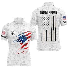 Load image into Gallery viewer, Personalized American Flag White Billiard Men Shirts Custom Patriotic Billiard Jerseys TDM1556