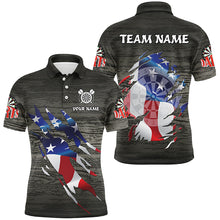 Load image into Gallery viewer, Personalized Grey Grunge American Flag Darts Shirts For Men Custom Patriotic Darts Team Jerseys TDM1558