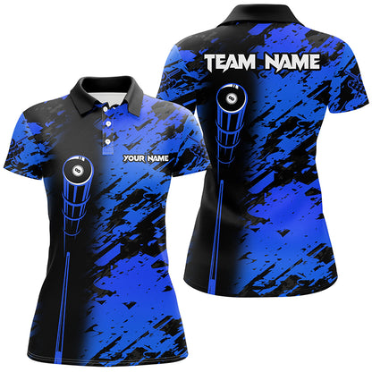 Personalized Billiard Tournament Jerseys Shirts For Women, Best 8 Ball Billiard Shirts For Team |Blue TDM1944