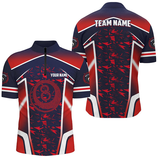 Personalized Name Red 8 Ball Pool Abstract 3D Billiard Shirts For Men Team League Billiard Jerseys TDM2145