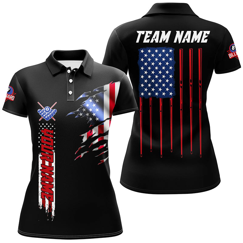 Custom Vintage Billiard American Flag Polo Shirts For Women Custom Patriotic Gifts For Pool Lover TDM0256