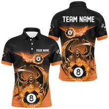 Load image into Gallery viewer, Orange Death Skeleton Flame 8 Ball Pool Billiard Shirts For Men Custom Billiard League Team Jerseys TDM2648