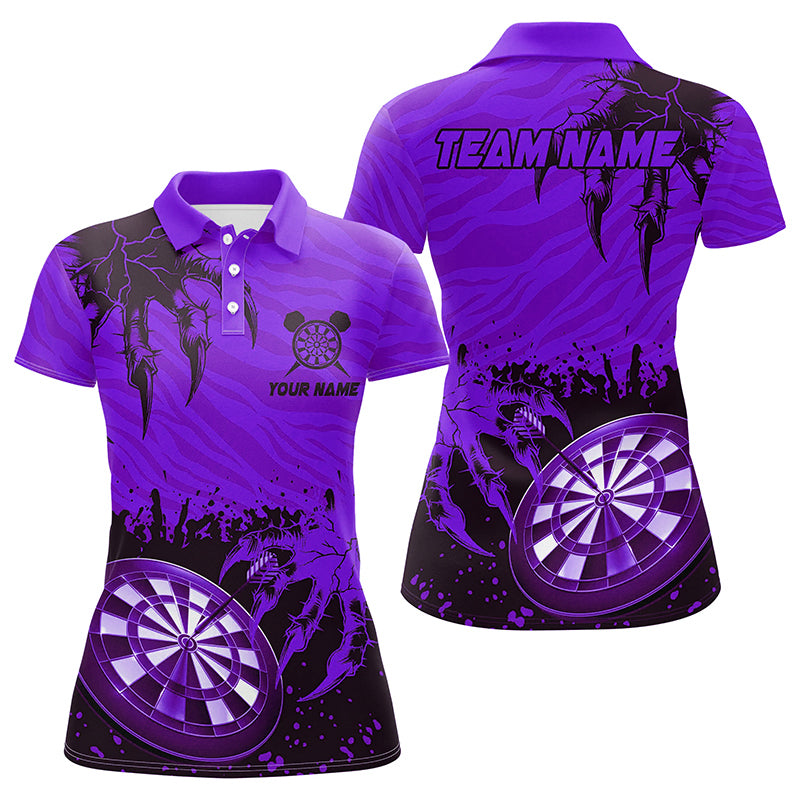 Funny Claw Dartboard Purple Women Darts Polo & Quarter-Zip Shirt Custom Team League Darts Shirts TDM2652