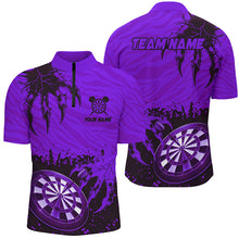 Load image into Gallery viewer, Funny Claw Dartboard Purple Men Darts Polo &amp; Quarter-Zip Shirt Custom Team League Darts Shirts TDM2652