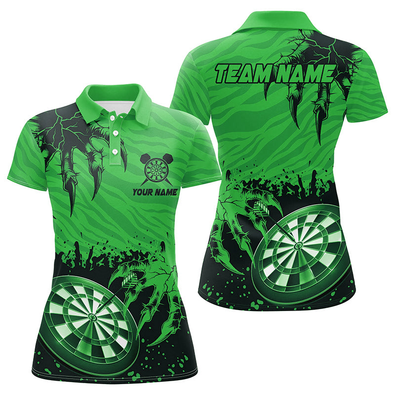 Funny Claw Dartboard Green Women Darts Polo & Quarter-Zip Shirt Custom Team League Darts Shirts TDM2653