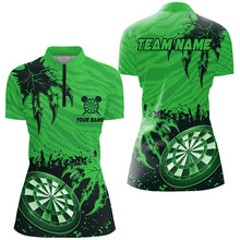 Load image into Gallery viewer, Funny Claw Dartboard Green Women Darts Polo &amp; Quarter-Zip Shirt Custom Team League Darts Shirts TDM2653