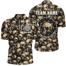 Load image into Gallery viewer, Personalized Retro Skull Pattern Darts Shirts For Men Custom Scary Darts Jerseys, Darts Uniform TDM2654