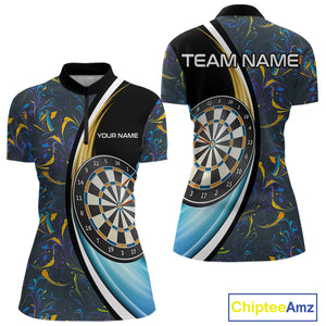 Funny Floral Marbling Pattern Custom Darts Shirt For Women, Team Polo & Quarter Zip Darts Jersey TDM4916