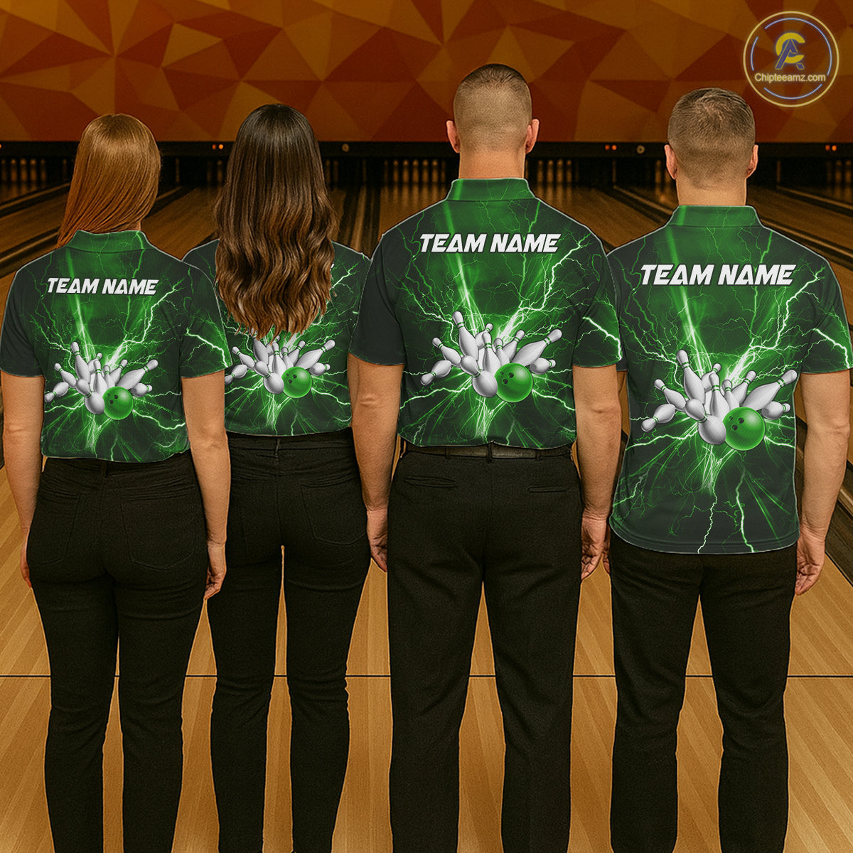 Custom Green Lightning Thunder Bowling Shirts For Women, Bowling Team Jersey, Gifts For Bowler TDM7737