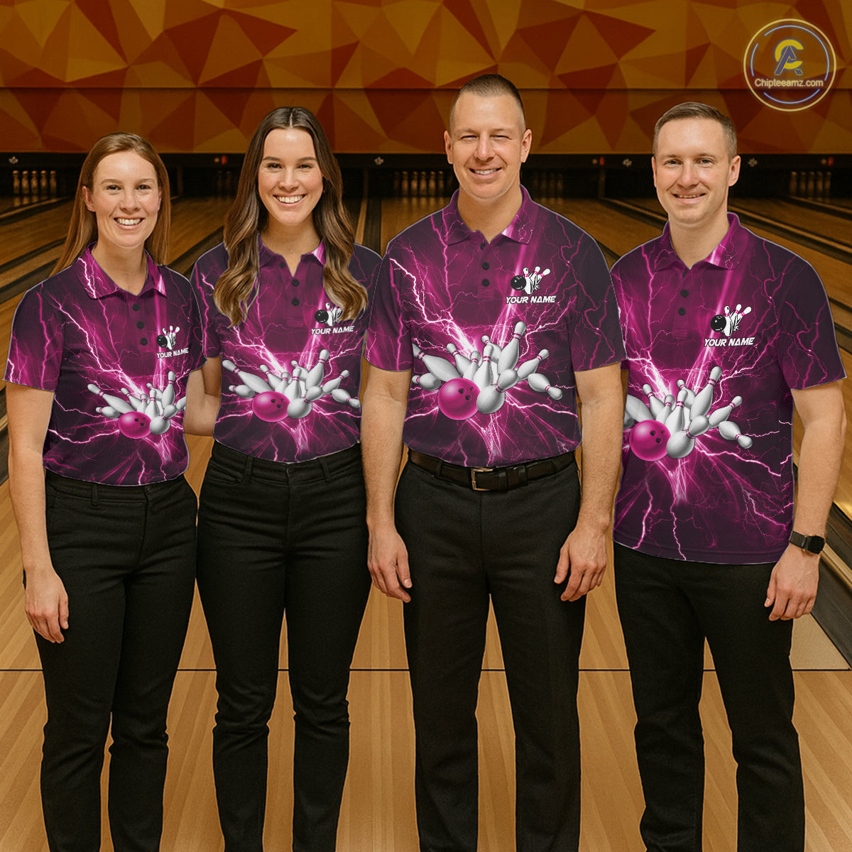 Custom Pink Lightning Thunder Bowling Shirts For Women, Bowling Team Jersey, Gifts For Bowler TDM7738