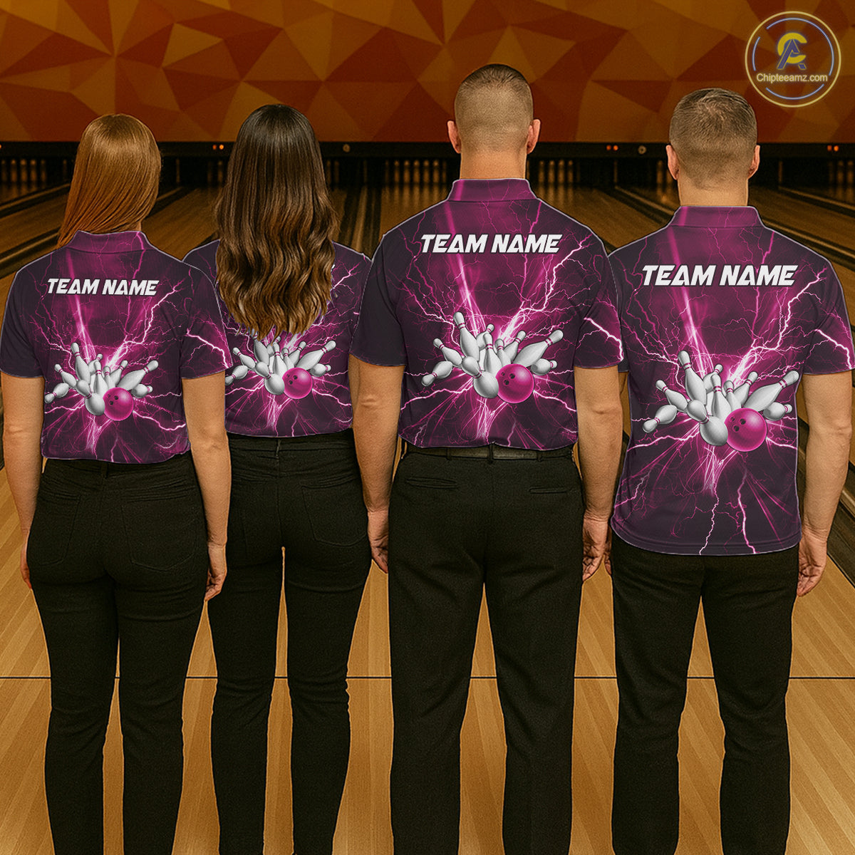 Custom Pink Lightning Thunder Bowling Shirts For Women, Bowling Team Jersey, Gifts For Bowler TDM7738
