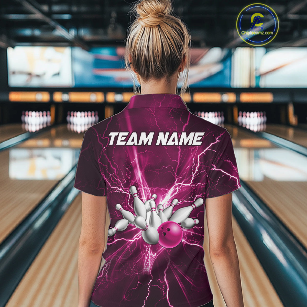 Custom Pink Lightning Thunder Bowling Shirts For Women, Bowling Team Jersey, Gifts For Bowler TDM7738