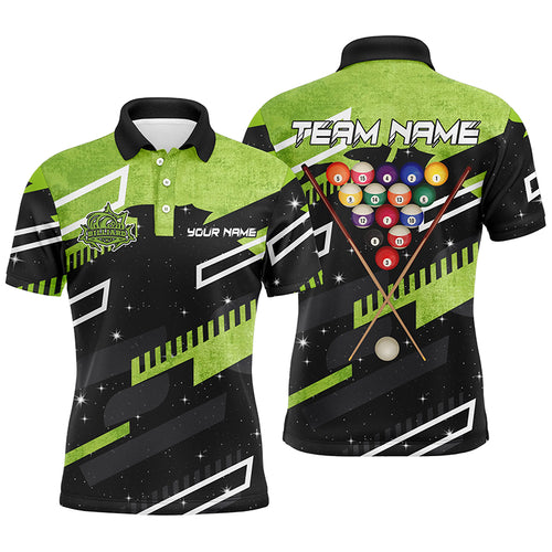 Personalized Green 8 Ball Galaxy Billiards Polo Shirts For Men Custom 3D Billiard Jerseys Shirts TDM0465
