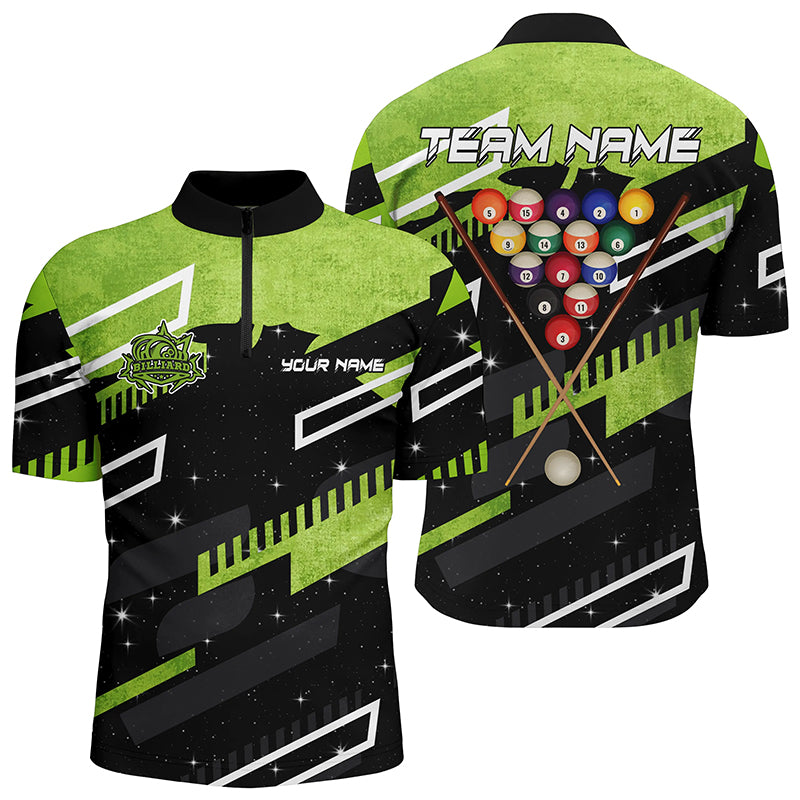 Personalized Green 8 Ball Galaxy Billiards Men Quarter-Zip Shirts Custom Billiard Jerseys TDM0465
