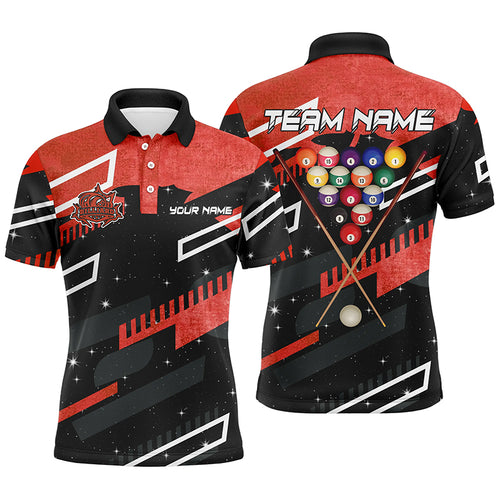 Personalized Red 8 Ball Galaxy Billiards Polo Shirts For Men Custom 3D Billiard Jerseys Shirts TDM0466
