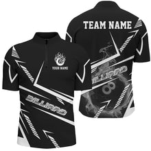 Load image into Gallery viewer, Personalized Black White Flame 8 Ball Billiard Shirts For Men, Billiard Team Shirts Pool Jerseys TDM2891