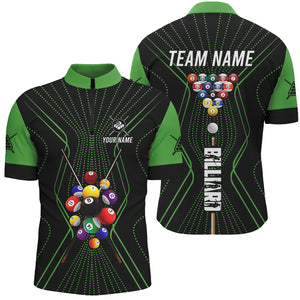 Black And Green Billiard Jerseys Halftone Pattern Custom Men Billiard Shirts, Billiard Team Uniform TDM2893