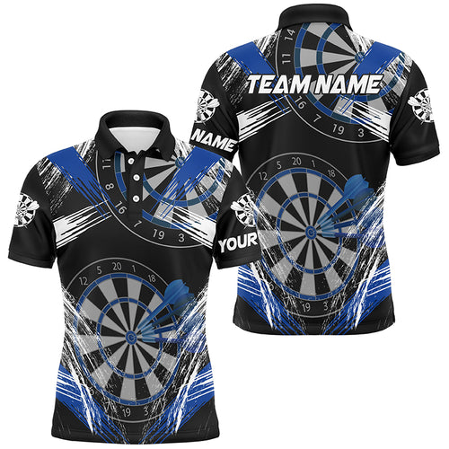 Personalized Darts Tournament Grunge Style Darts Shirts For Men Custom Darts Team Jerseys |Blue TDM3118