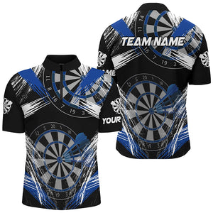 Personalized Darts Tournament Grunge Style Darts Shirts For Men Custom Darts Team Jerseys |Blue TDM3118