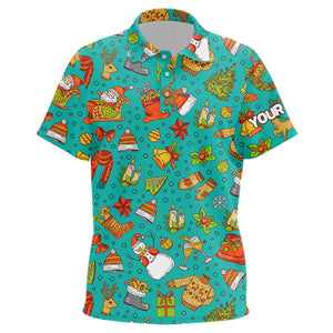 Funny Turquoise Christmas Pattern Kid Golf Polo Shirts Custom Christmas Presents For A Golfer TDM3120