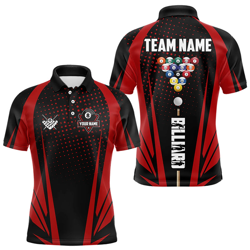 Black And Red Billiard Jerseys For Men Custom 8 Ball Pool Sport Billiard Team Shirts Short Sleeve TDM3361