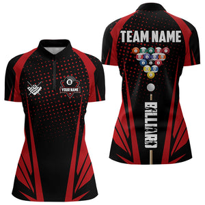 Black And Red Billiard Jerseys For Women Custom 8 Ball Pool Sport Billiard Team Shirts Short Sleeve TDM3361