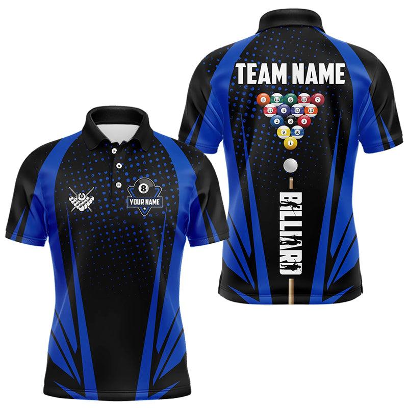 Black And Blue Billiard Jerseys For Men Custom 8 Ball Pool Sport Billiard Team Shirts Short Sleeve TDM3362