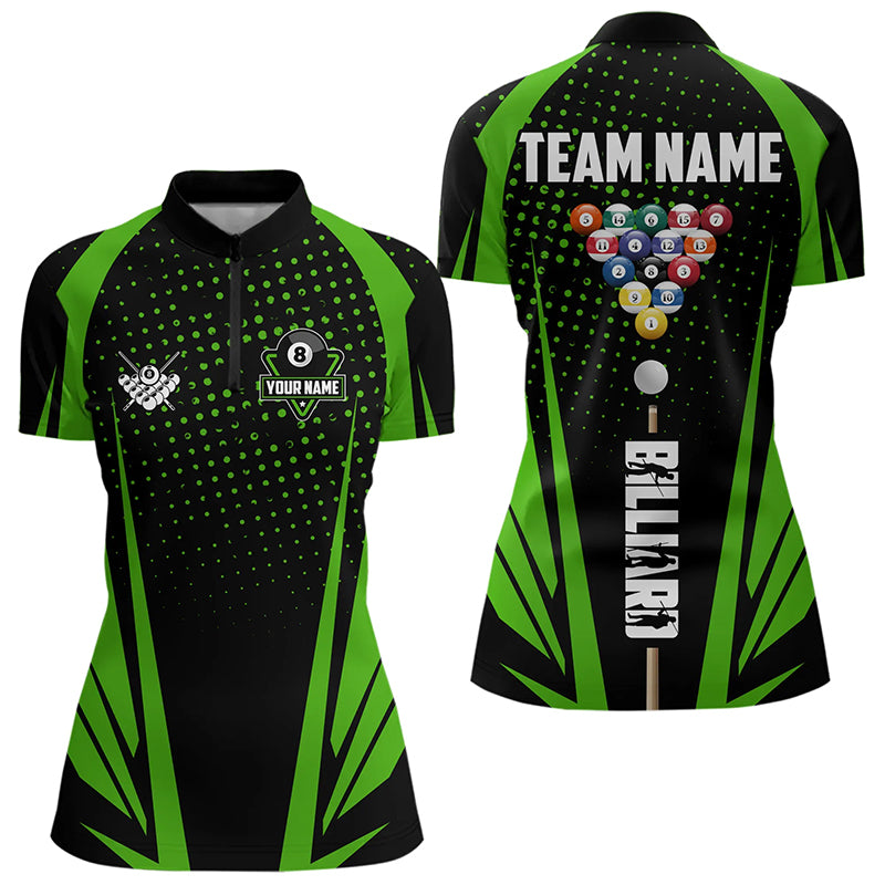 Black And Green Billiard Jerseys For Women Custom 8 Ball Pool Sport Billiard Team Shirts Short Sleeve TDM3363