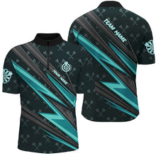 Load image into Gallery viewer, Personalized Turquoise Dart Jerseys Men Dart Polo &amp; Quarter Zip Shirt Custom Team League Dart Shirt TDM3368