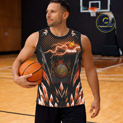 Orange Icy Lightning Basketball Shirt Custom Name And Number Basketball Jerseys For Team TDM5630