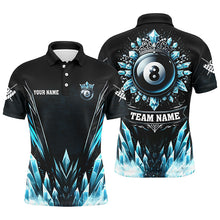Load image into Gallery viewer, Personalized 3D Blue Icy Funny 8 Ball Pool Crown Men Billiard Polo Shirts Custom Billiard Jerseys TDM1169