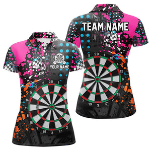 Personalized Darts Board Colorful Grunge Women Darts Polo Shirts Custom Darts Jersey For Team Player TDM1356